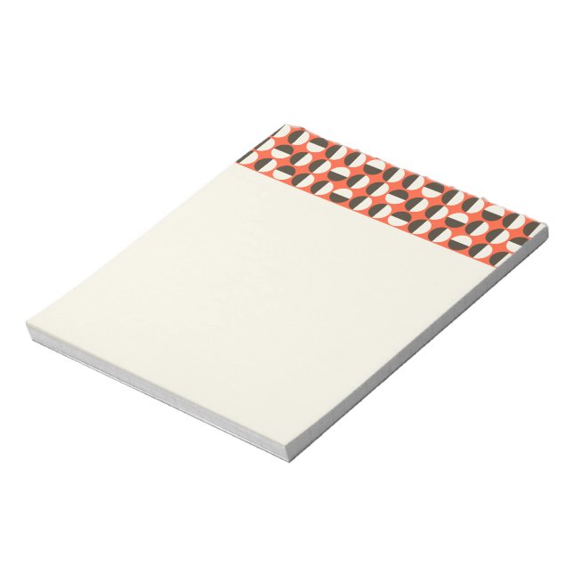 Retro Red Black Beige Dot Sixties Pattern Notepad (Rotated)