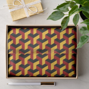 Retro Red Black Yellow Barcelona Geometric Tissue Paper