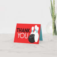 Retro Red Bowling Thank You Cards