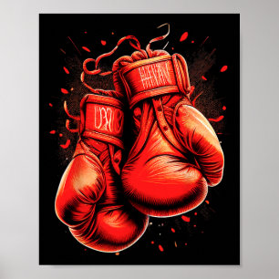 Retro Red Boxing Gloves Vintage Boxer  Poster