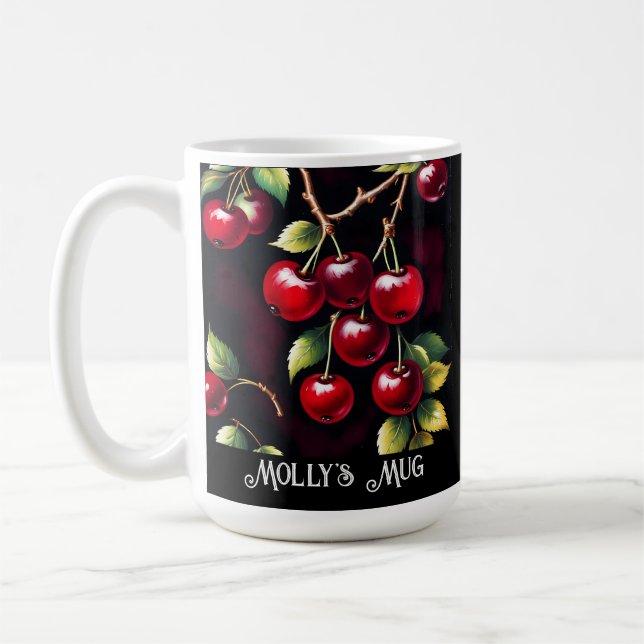 Retro Red Cherries  Coffee Mug (Left)
