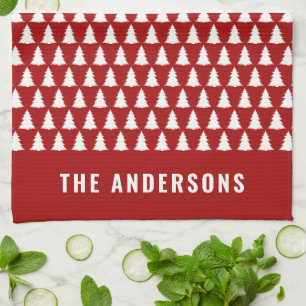 Retro Red Christmas Modern Minimal Unique Kitchen Towel