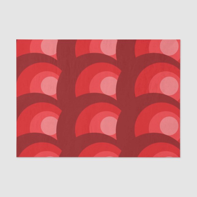 Retro Red Circles Pattern Tissue Paper (Front)