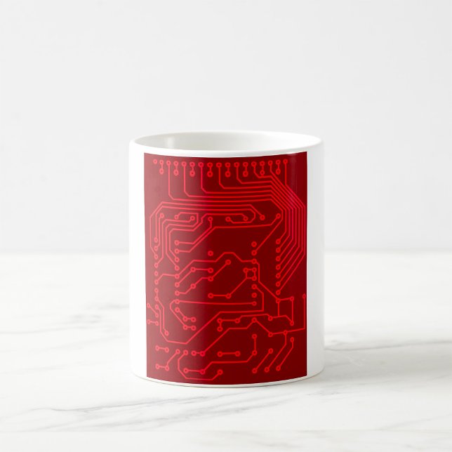 Retro Red Circuit Board Tech Pattern Coffee Mug (Creator Uploaded)
