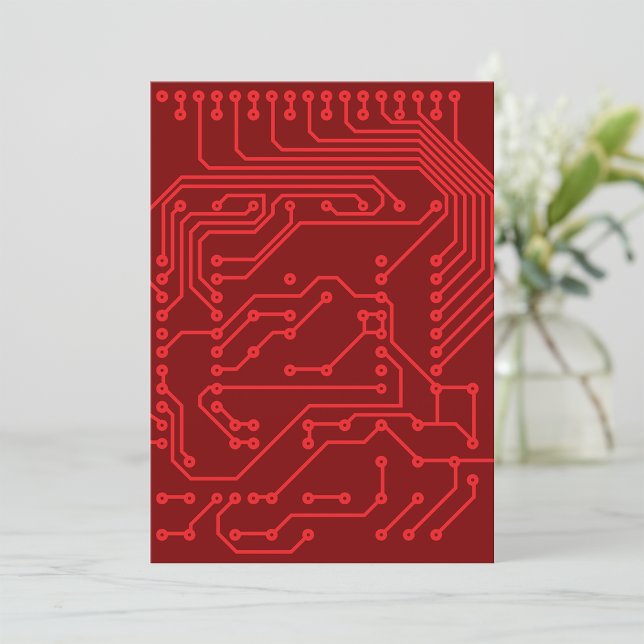 Retro Red Circuit Board Tech Pattern Invitation (Creator Uploaded)