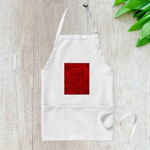 Retro Red Circuit Board Tech Pattern Standard Apron