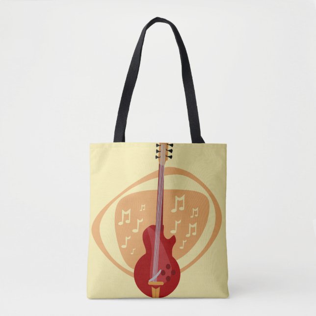 Retro Red Cool Guitar Tote Bag (Front)
