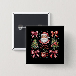 Retro Red Coquette Christmas Cute Xmas Holiday 2 Inch Square Button