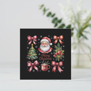 Retro Red Coquette Christmas Cute Xmas Holiday Card