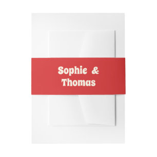 Retro Red & Cream Bold Wedding Invitation Belly Band