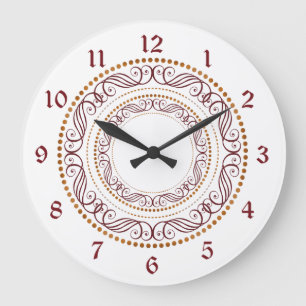 Retro Red Decorative Circle Large Clock