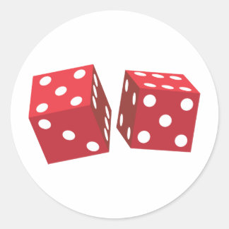 Retro Red Dice Classic Round Sticker