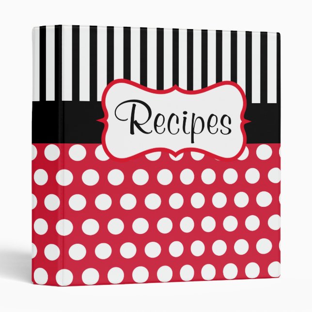 Retro Red Dots Recipe Binder (Front/Spine)