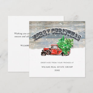 Retro Red Farm Truck Christmas Corporate Greeting Holiday Card