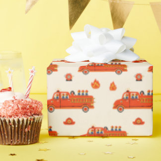 Retro Red Firetruck Wrapping Paper