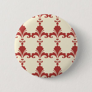 Retro Red Fleur-De-Lis Pattern 2 Inch Round Button