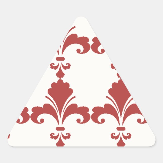 Retro Red Fleur-De-Lis Pattern Triangle Sticker (Front)