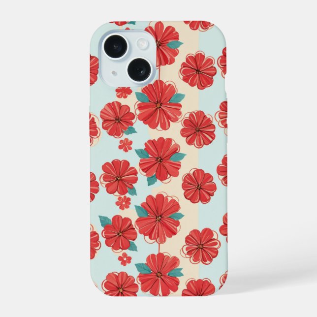 Retro Red Floral Pattern Phone Case (Back)