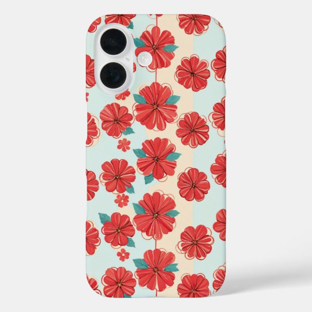 Retro Red Floral Pattern Phone Case (Back)