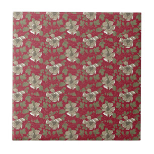 Retro Red Floral Tile