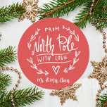 Retro Red From the North Pole Christmas Classic Round Sticker<br><div class="desc">Retro Red "From the North Pole" Christmas Round Sticker Add a touch of timeless holiday charm to your Christmas gifts and decorations with this "From the North Pole" Christmas classic round sticker. This retro colour redish pink design evokes the nostalgia of Christmas past while offering a versatile and stylish addition...</div>