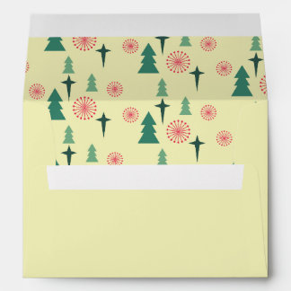 Retro Red Green and Cream Christmas Pattern Envelope