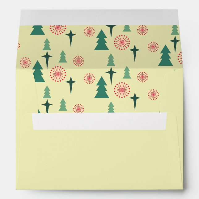 Retro Red Green and Cream Christmas Pattern Envelope (Back (Bottom))