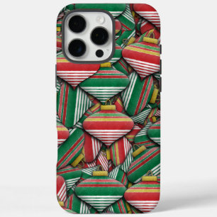 Retro Red Green Striped Ornament Pattern Design iPhone 16 Pro Max Case