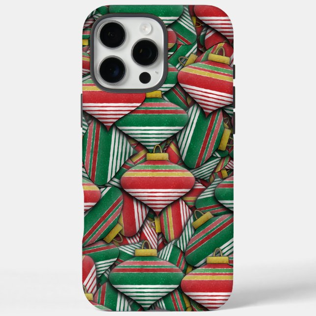 Retro Red Green Striped Ornament Pattern Design Case-Mate iPhone Case (Back)