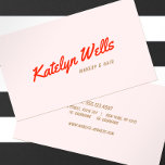 Retro Red Handwritten Script Typography Pink Business Card<br><div class="desc">Fun eye-catching design featuring red handwritten lettering on light pink background. For additional matching marketing materials,  custom design or logo enquiry,  please contact me at maurareed.designs@gmail.com and I will reply within 24 hours. For shipping,  cardstock enquires and pricing contact Zazzle directly.</div>