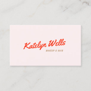 Retro Red Handwritten Script Typography Pink Business Card