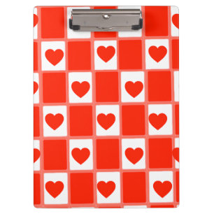 Retro Red Heart Chequerboard Pattern: AesClipboard Clipboard