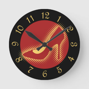 Retro Red High Heel Shoe Round Clock