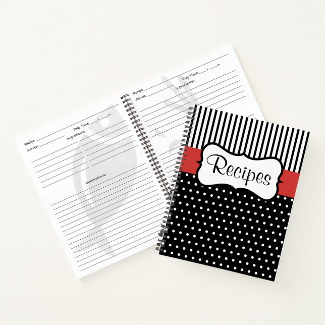 Retro Red Kitchen Recette Carnet livre de cuisine  (Intérieur)