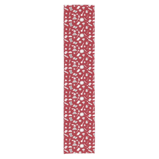 Retro Red Kitchen Short Table Runner (Front)