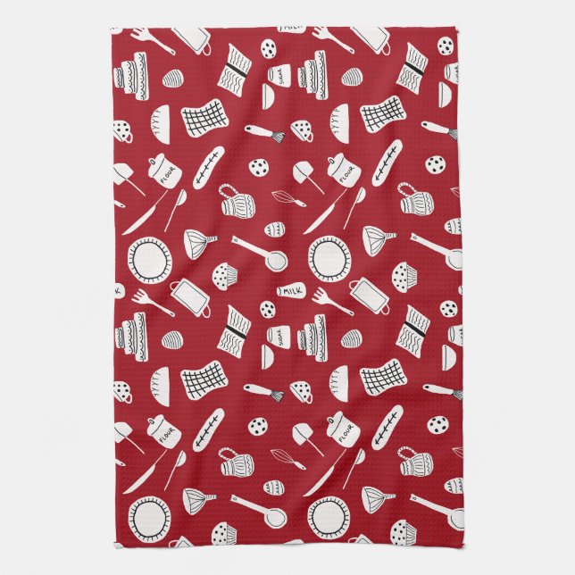 Retro Red Kitchen Towel (Vertical)