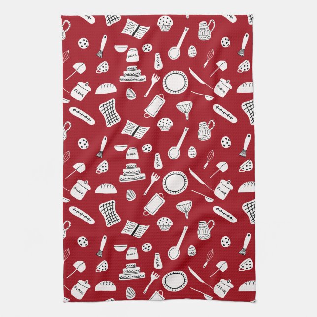 Retro Red Kitchen Towel (Vertical)