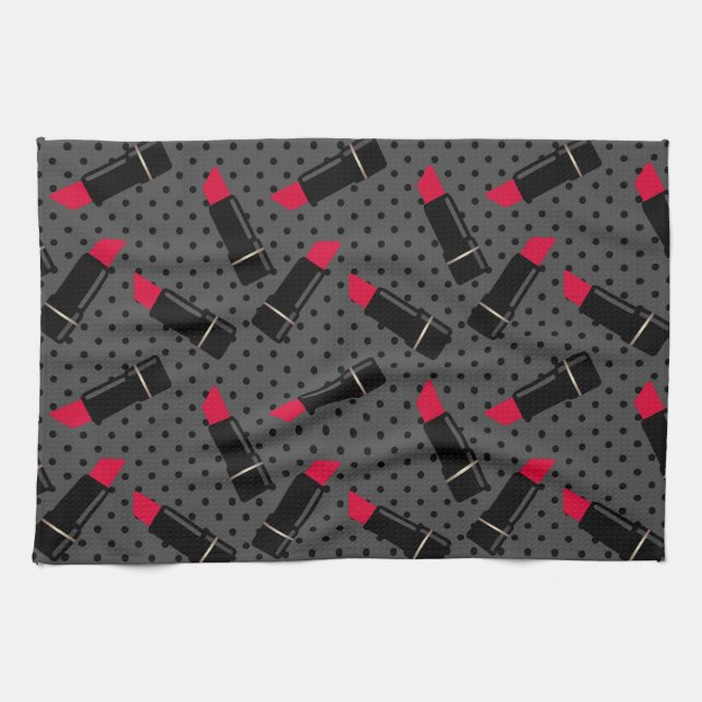 Retro, red lipstick kitchen towel (Horizontal)