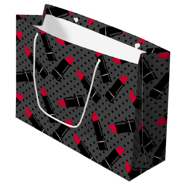 Retro, red lipstick large gift bag (Front Angled)