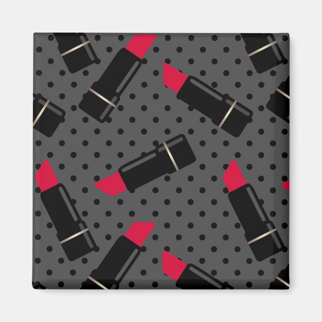 Retro, red lipstick magnet (Front)