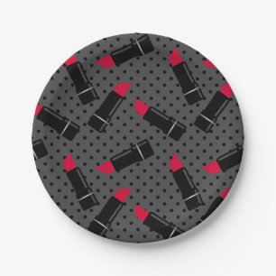 Retro, red lipstick paper plate