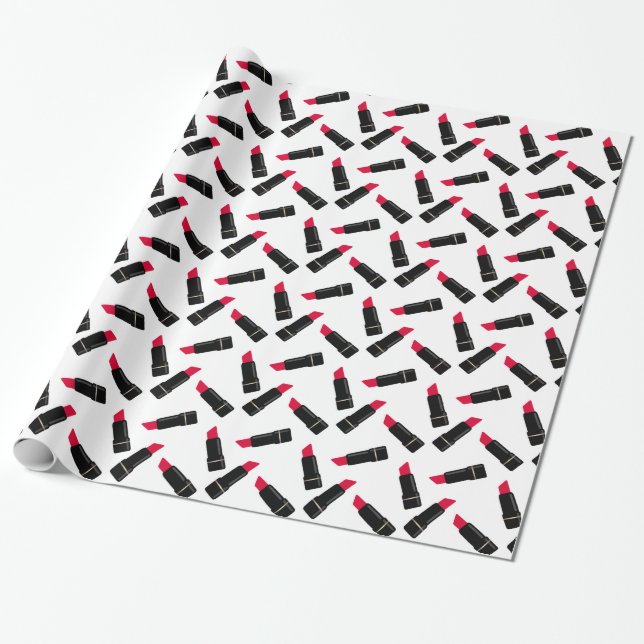 Retro, red lipstick wrapping paper (Unrolled)