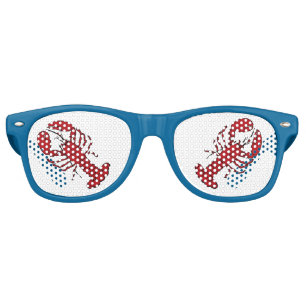 Retro red lobster rockabilly sunglasses blue