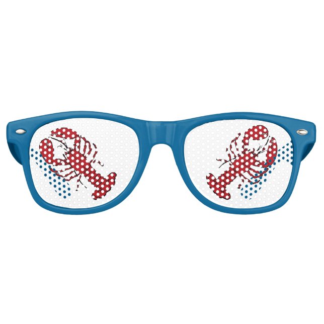 Retro red lobster rockabilly sunglasses blue (Front)