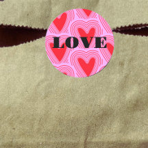 Retro Red Love Hearts Black Typography Valentines