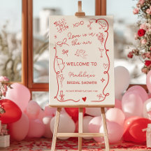 Retro Red Love in the air welcome bridal shower
