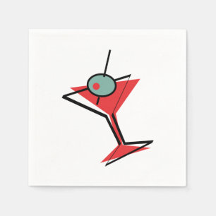 Retro Red Martini Napkin
