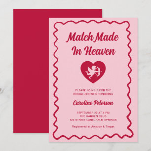 Retro Red Match Made in Heaven Cupid Bridal Shower Invitation
