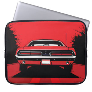 Retro Red Muscle Car Rear Pop Art Illustration Laptop Sleeve