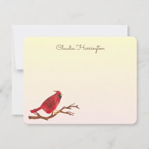 Retro Red Northern Cardinal Hand-Illustrated Card